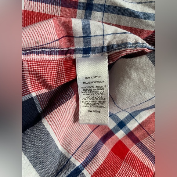 EXPRESS Men’s Red/ Blue Plaid Button-Down Modern Fit Shirt Sz S(14-14.5)PreOwned - Picture 9 of 11